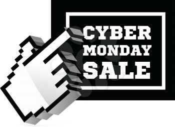 Cyber Monday sale with computer 3D cursor pointer. Vector illustration