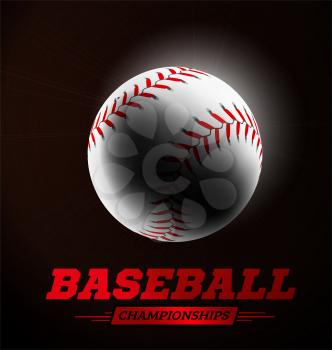 Baseball ball in the backlight on black background. Vector illustration