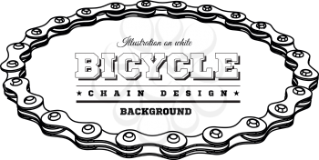 Bicycle chain in the form of a circle. 3D design. Vector illustration on white