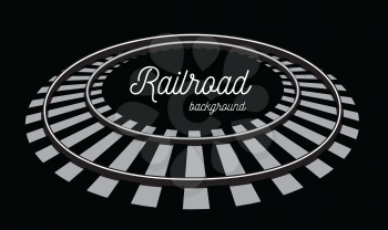 Railroad tracks vector illustration isolated on black background