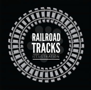 Railroad tracks illustration isolated on blackbackground