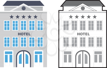 Flat style hotels as a star rating concept. Vector illustration on white