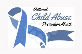 National Child Abuse Prevention Month. Vector illustration with blue ribbon on white