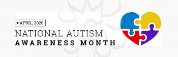 National Autism Awareness Month. Vector illustration with jigsaw puzzle heart on white