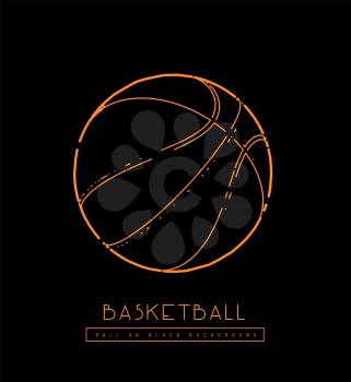 Basketball ball vector illustration. Silhouette dashed rounded lines at the base of the outline