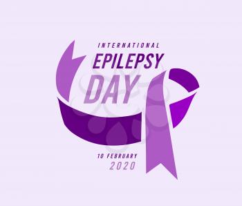 International epilepsy day with purple ribbon. Vector illustration on light