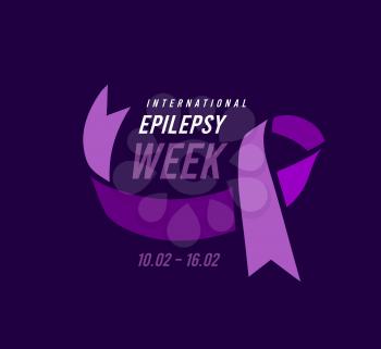 International epilepsy week with purple ribbon. Vector illustration on dark background