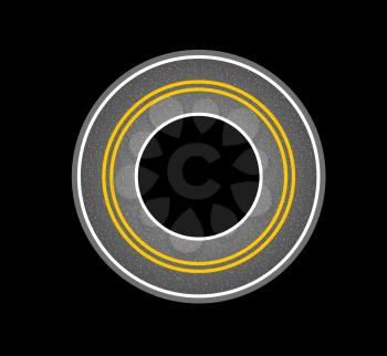 Highway in a circle with asphalt texture with noise. Vector illustration