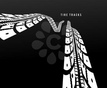 Tire tracks. Vector illustration on dark background