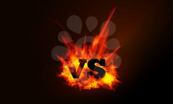 VS comparison of a vector background with a fiery flame on a black background