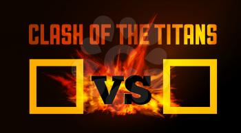 VS comparison of a vector background with a fiery flame on a black background
