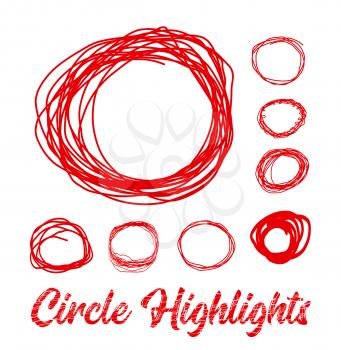 Hand drawn highlighter elements. Vector circles on white background