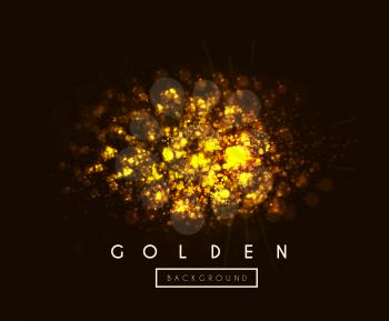 Gold background with bokeh. Vector illustration on dark background