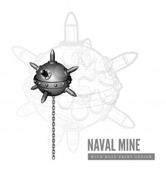 Naval mine vector illustration on white background