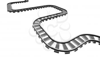 The railway going forward. 3d vector illustration on a white background.