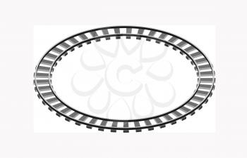 Circle shaped railway railway going forward. 3d vector illustration on a white background