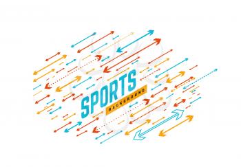 Sports geometric background vector illustration with arrows. Can be use for sport news, poster, presentation etc.