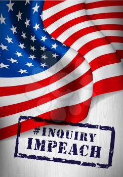 Impeachment stamp on american flag background. Vector illustration