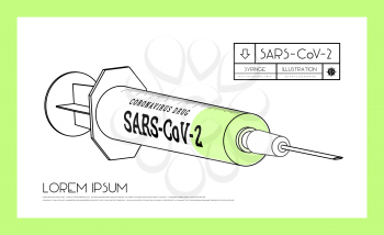 Syringe with coronavirus drug. SARS-CoV-2, covid-2019. Vector 3d illustration on white background