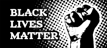 Black lives matter. Vector illustration with hand on black