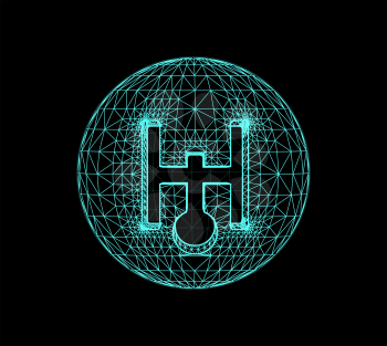 Planet Uranus in the form of polygonal mesh elements in the form of lines and points. The planet in astrology is responsible for modern technologies and innovations. Vector illustration on black background