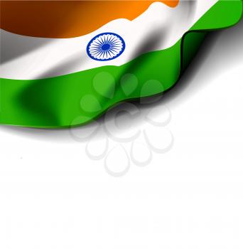 Waving flag of india. Vector illustration on white background