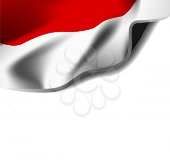 Waving flag of indonesia. Vector illustration on white background with shadow