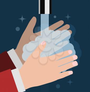 Wash your hand. Vector flat close-up illustration