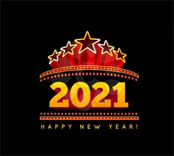 New Year marquee 2021. Vector illustration on black background