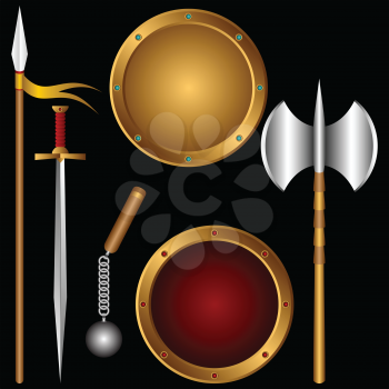 Royalty Free Clipart Image of Ancient Weapons