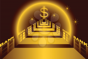 Royalty Free Clipart Image of a Bank Alley