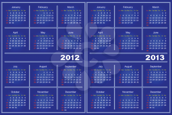 Royalty Free Clipart Image of a Blue Calendar Template