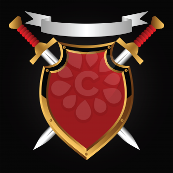 Royalty Free Clipart Image of Shields and Swords