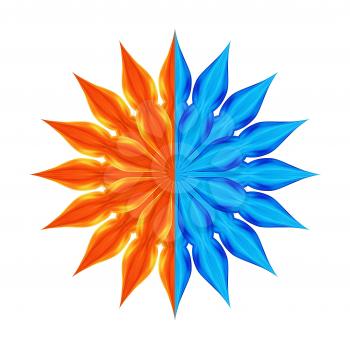 Royalty Free Clipart Image of a Fire and Water Star