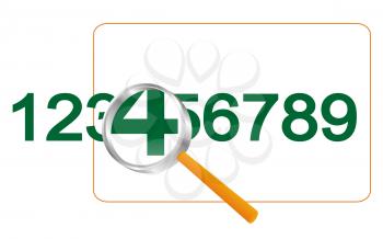 Royalty Free Clipart Image of a Magnifying Glass Over Numbers