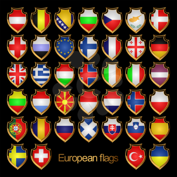 European flags-badges.