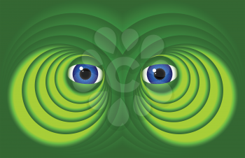 Eyes on a green background
