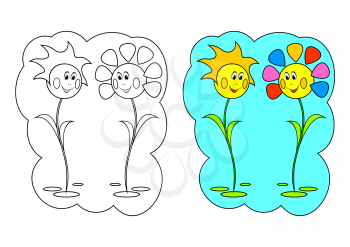 The picture for coloring. Flowers.