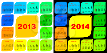 Multicolored template of a calendar