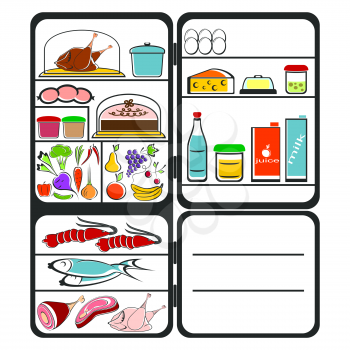 Royalty Free Clipart Image of an Open Fridge With Food