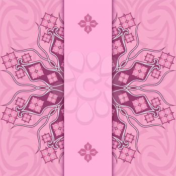Royalty Free Clipart Image of a Pink Ornamental Background