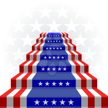Royalty Free Clipart Image of an American Flag Staircase