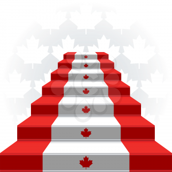 Royalty Free Clipart Image of a Canadian Flag Staircase