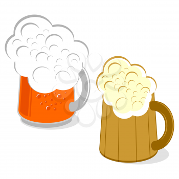 Royalty Free Clipart Image of Two Mugs of Beer