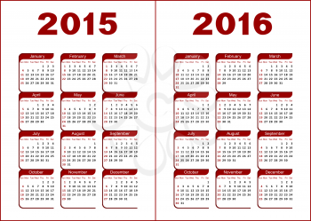 Calendar 2015, 2016