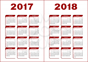 Calendar 2017, 2018