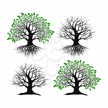 Set of trees on a white background
