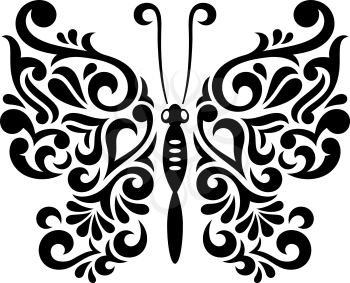Vector illustration of abstract butterfly in black and white colors
