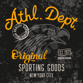 Eagle T-shirt graphics / Athletic Dept Vintage Typography / Original graphic Tee / Grunge texture