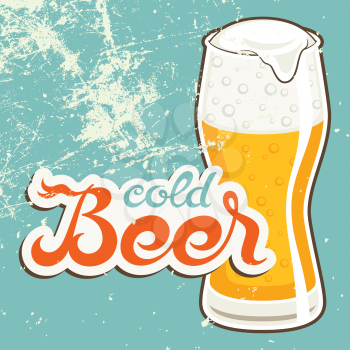 Cold Beer. Vector illustration in vintage style